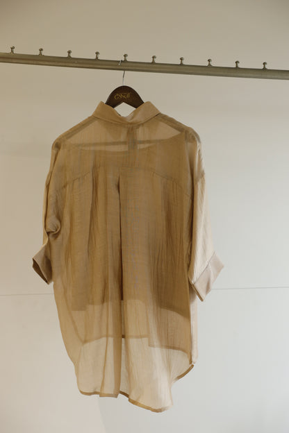 Chanderi Silk Sequins Shirt - Beige