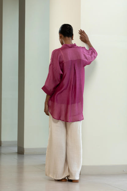 Silk Sequins Shirt - Purple