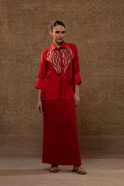 Diamond Yolk ShirtSet - Red