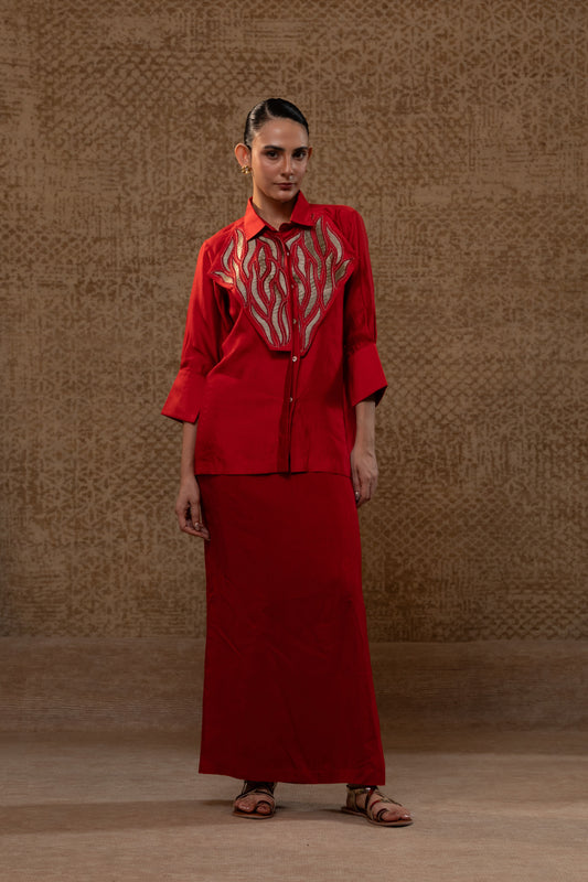 Diamond Yolk ShirtSet - Red