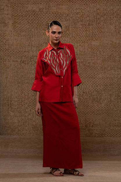 Diamond Yolk ShirtSet - Red