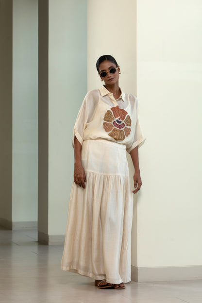 Eeda Round Patch Shirt - Off-White