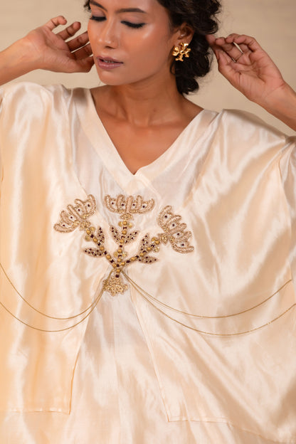 Silsila Silk Folk Motif Kurta Set - Ivory