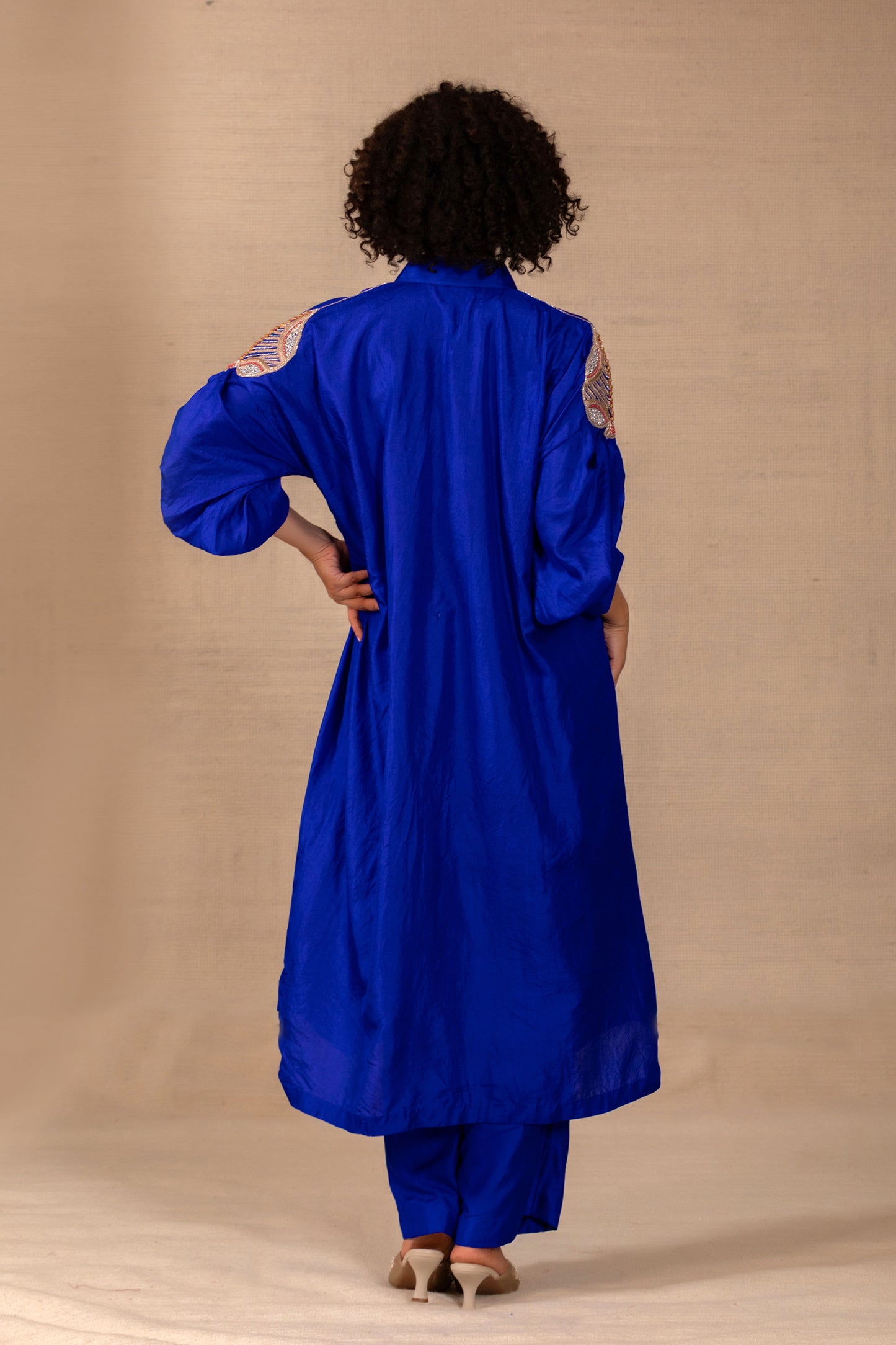 Silsila Silk LeafMotif Kurta Set - Blue