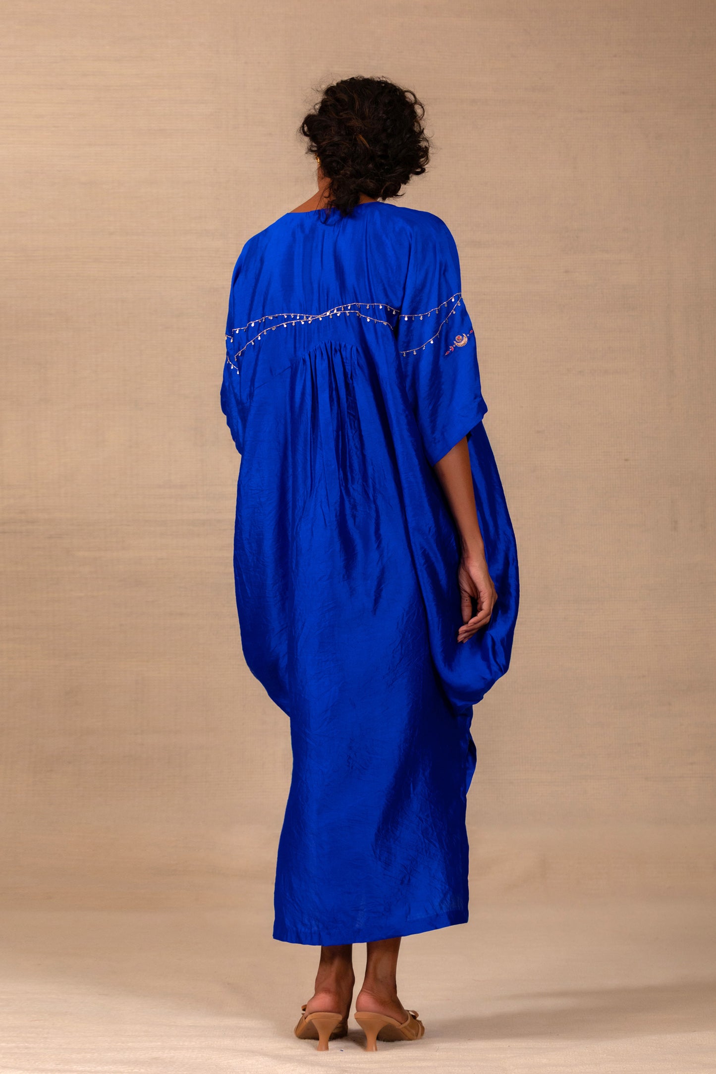 Silsila Silk Paisley Kaftan Set - Blue