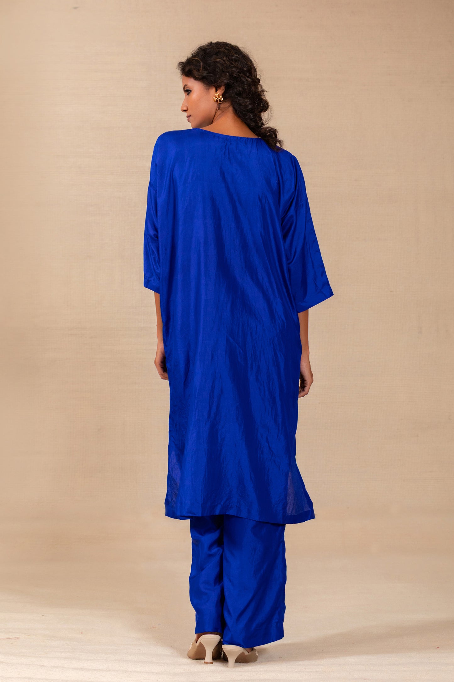 Silsila Silk Paisley Motif Kurta Set - Blue