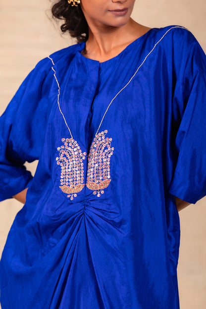 Silsila Silk Paisley Motif Kurta Set - Blue