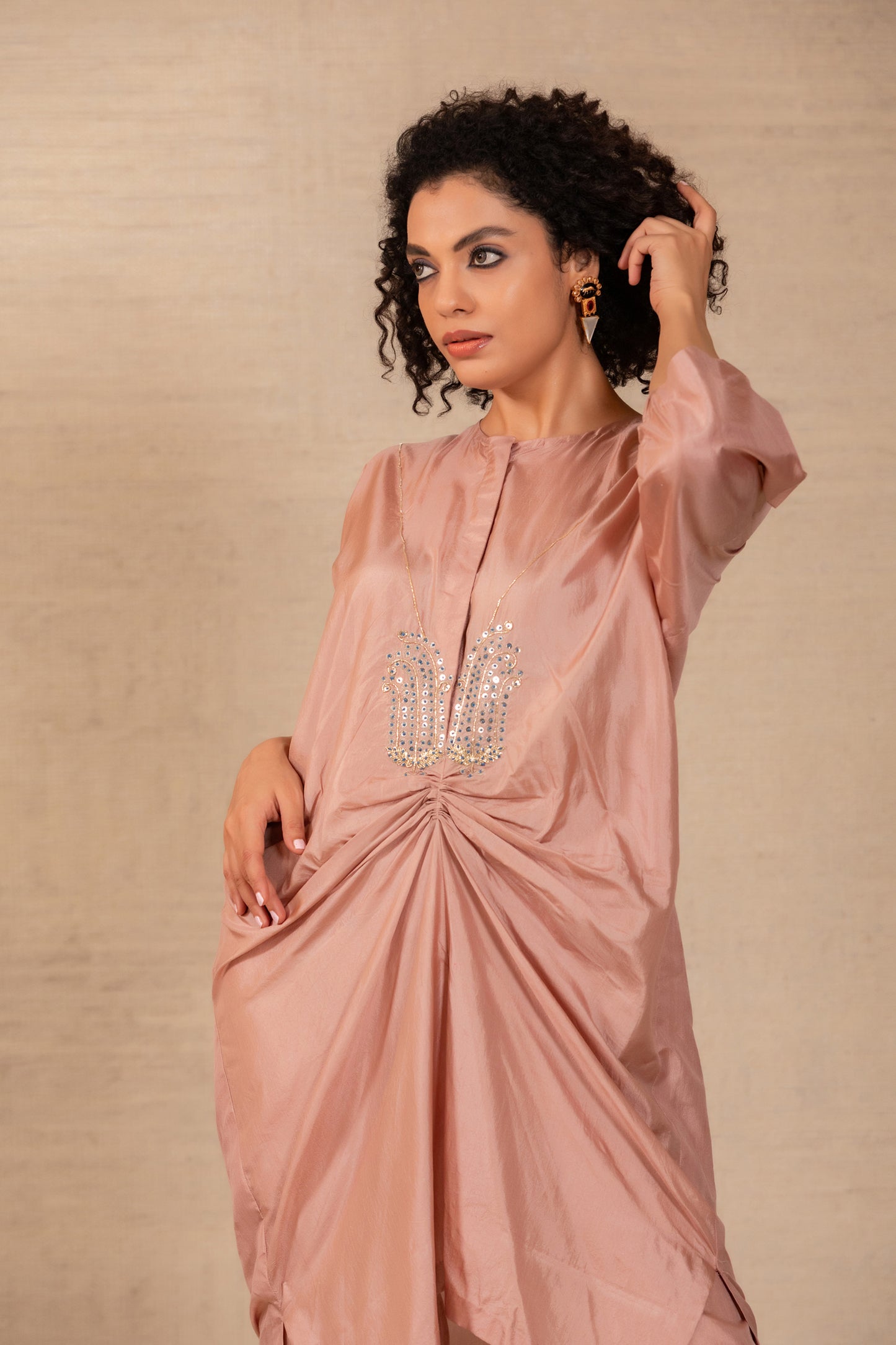 Silsila Silk Paisley Motif Kurta Set - Rose
