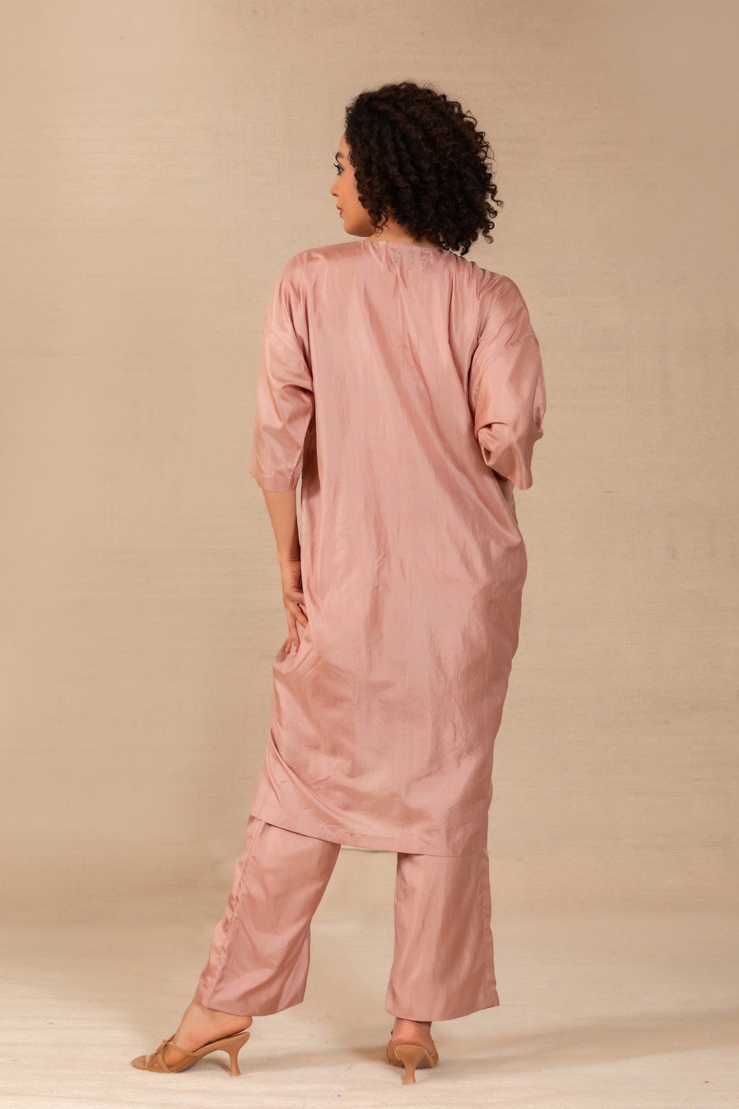 Silsila Silk Paisley Motif Kurta Set - Rose