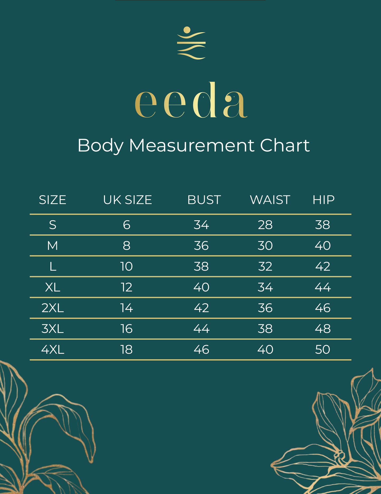 Eeda size chart