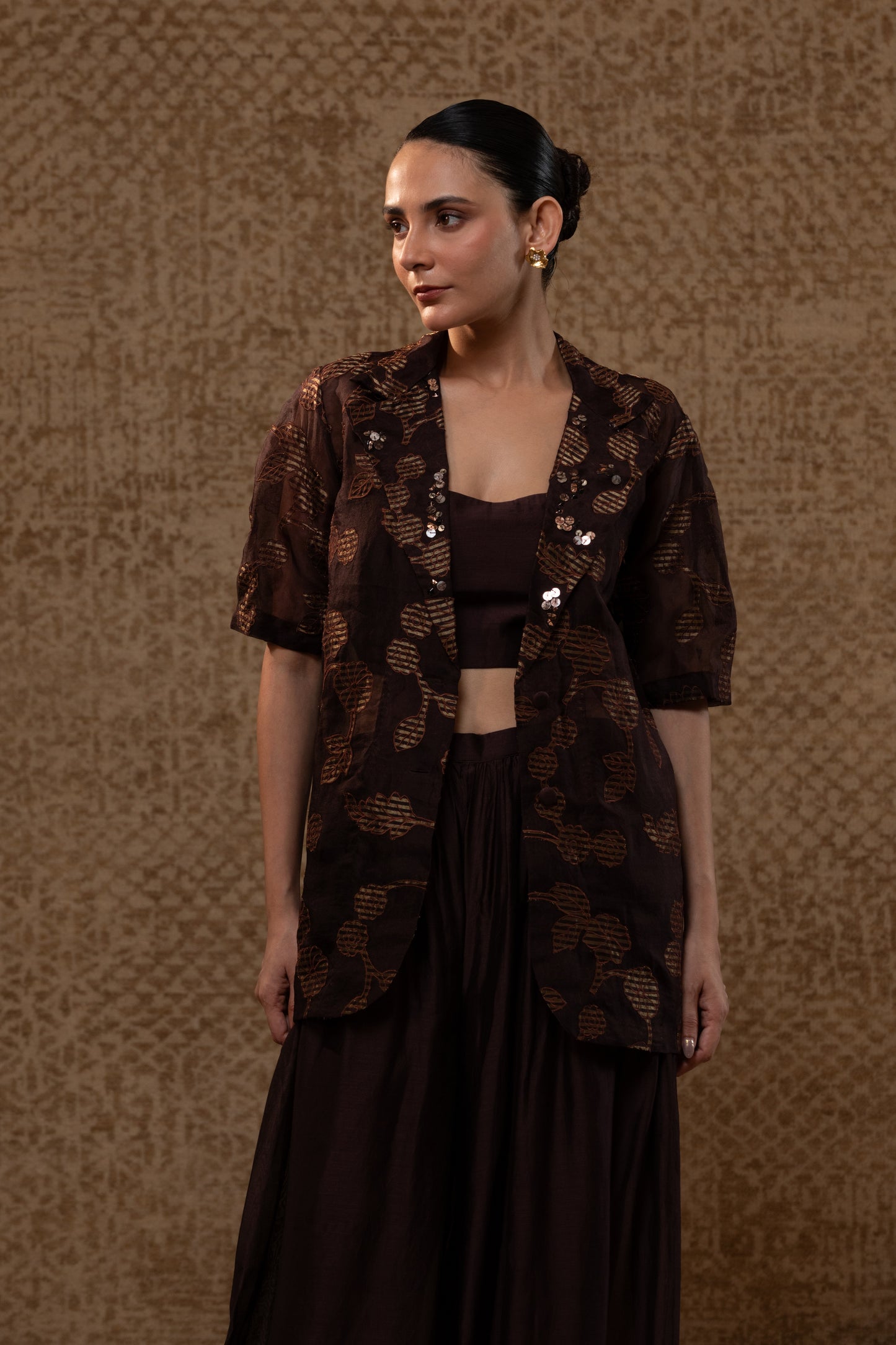 Taral Jacket Set - Brown