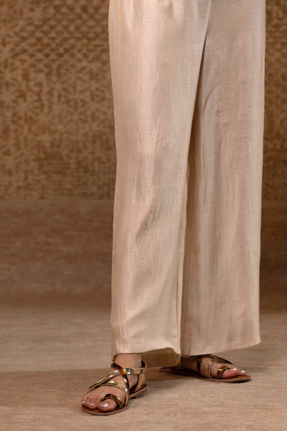 Taral Applique Yolk Shirt Set - Off-White