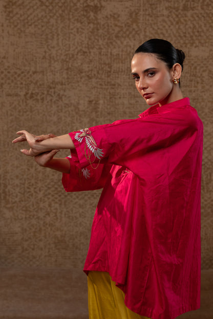 Tinka Kaftan Top Set - Pink,Yellow