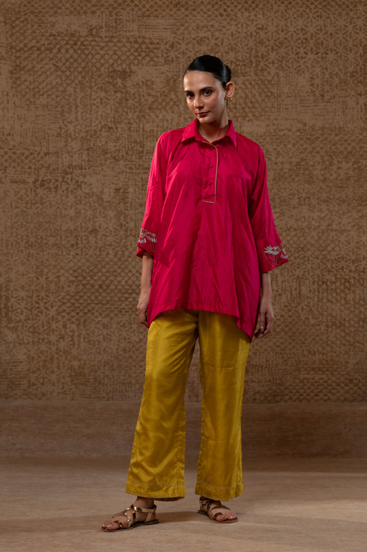 Tinka Kaftan Top Set - Pink,Yellow