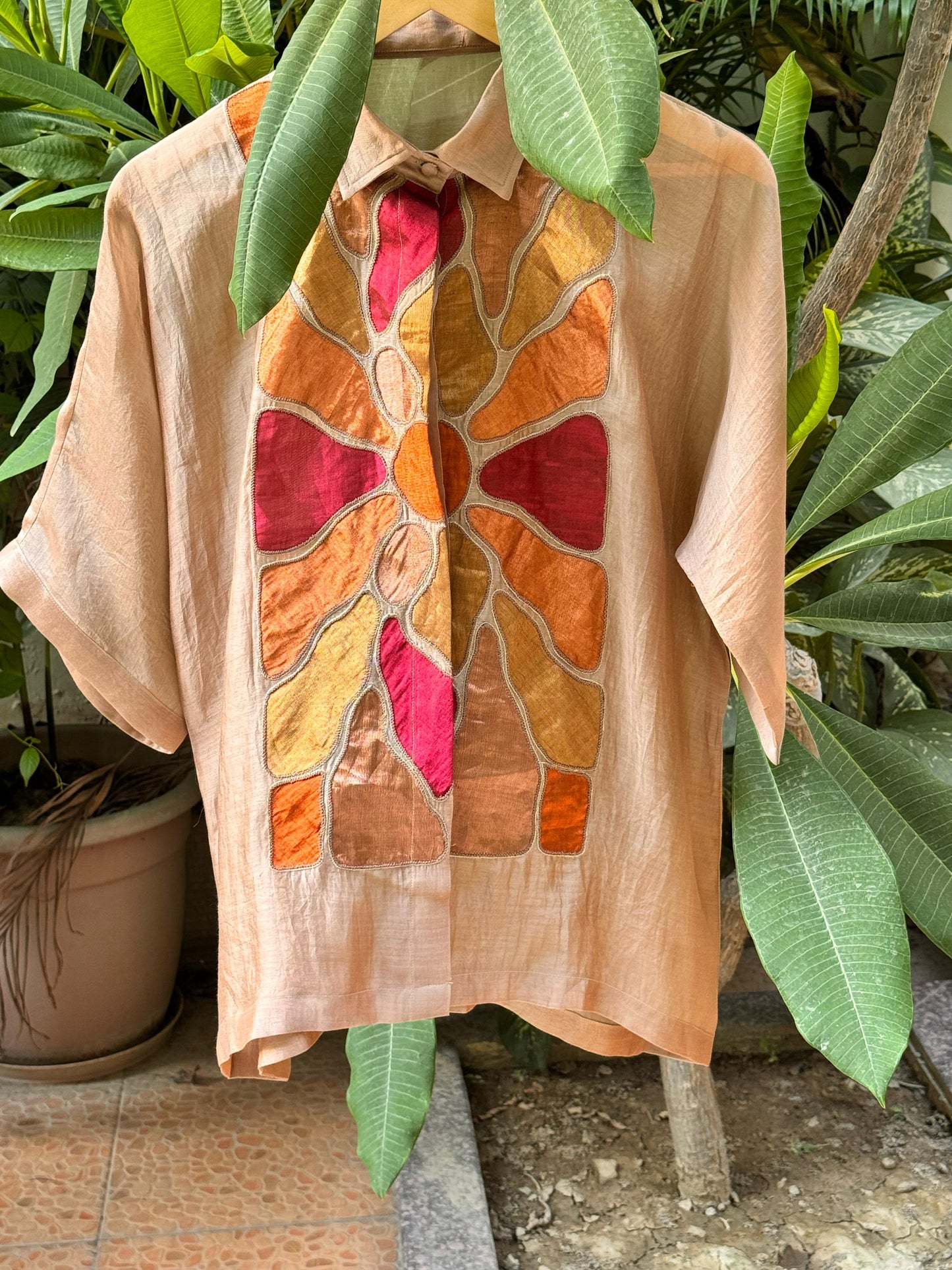 EEDA FULL PATCH SHIRT - BEIGE