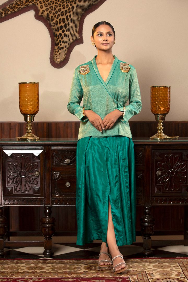 buy green skirt set online