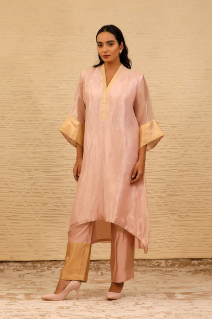 Chamak V-Neck Kurta With Straight Trousers